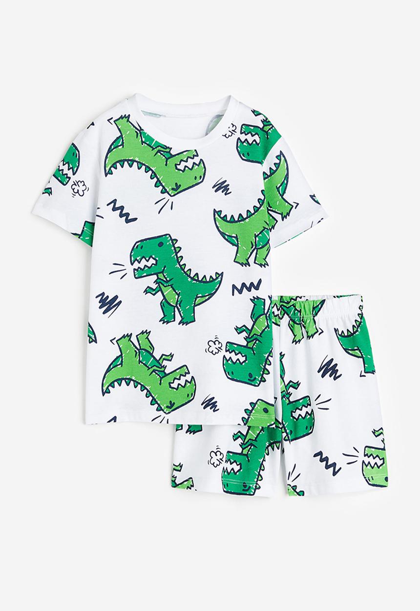 H&M - Printed cotton pyjamas - white dinosaurs 