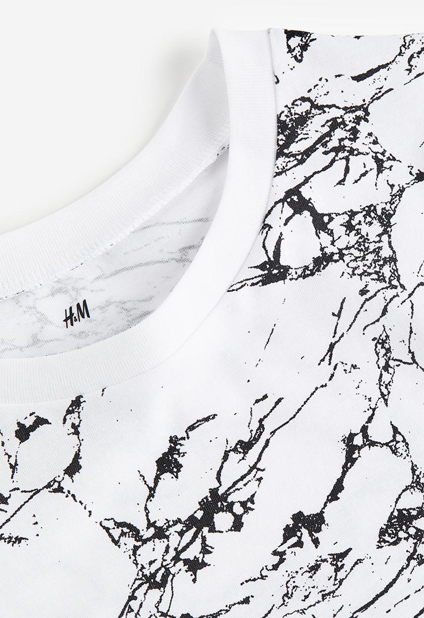 H&M - T-shirt - white marbled