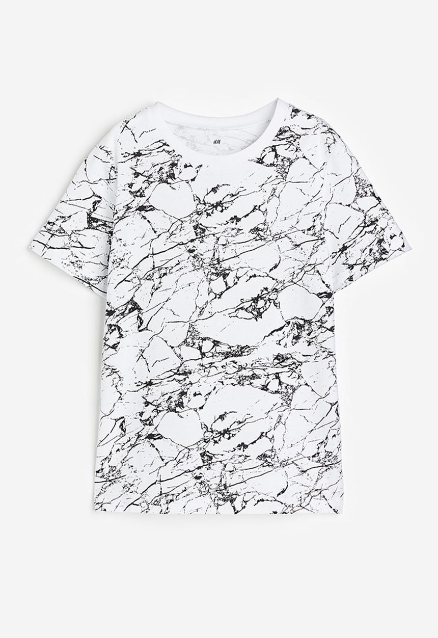 H&M - T-shirt - white marbled