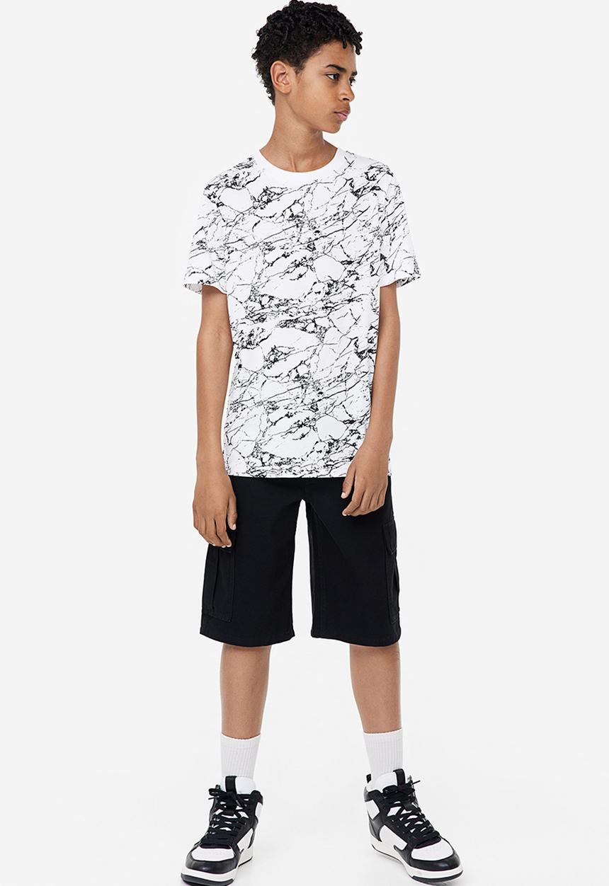 H&M - T-shirt - white marbled