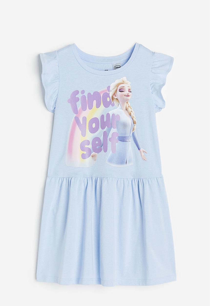 H&M - Printed cotton dress - light blue frozen