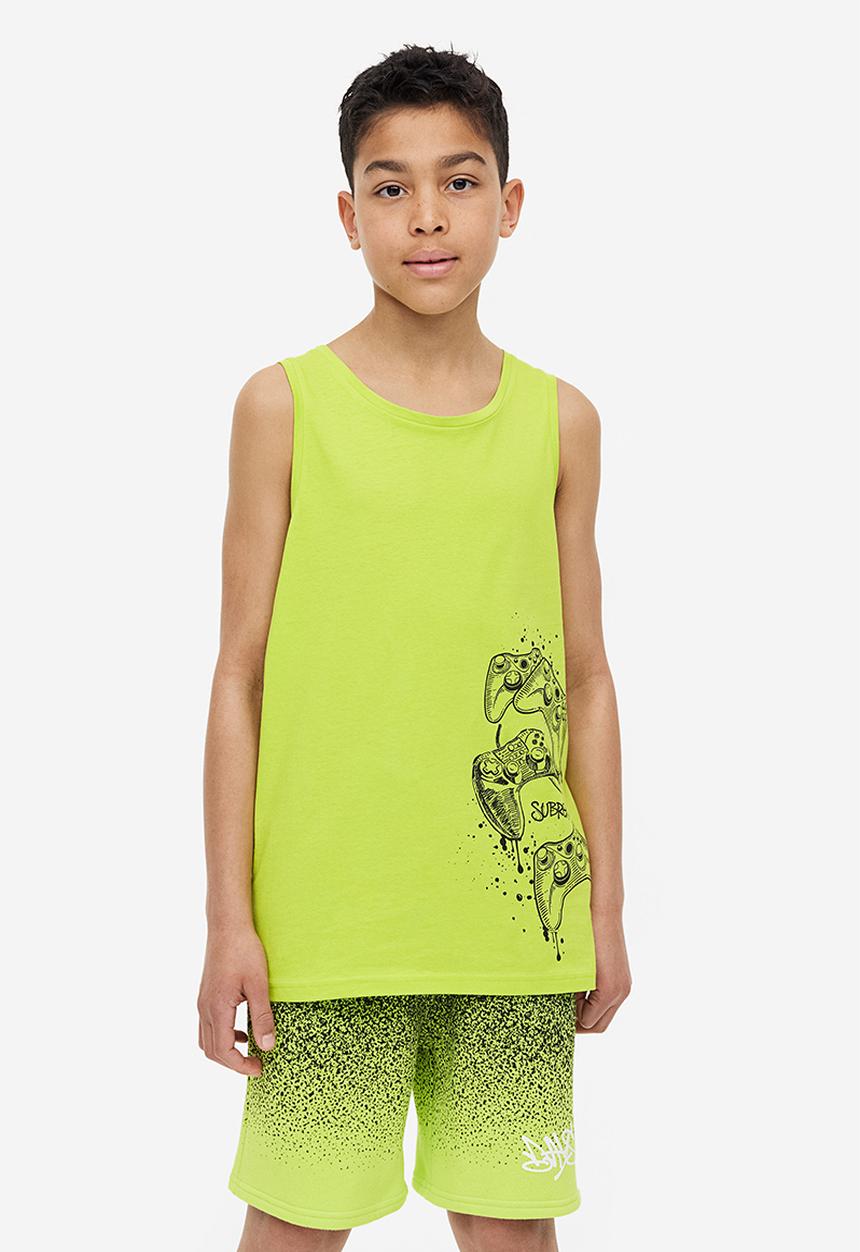 H&M - 3 Pack printed vest tops - lime green/game controllers  