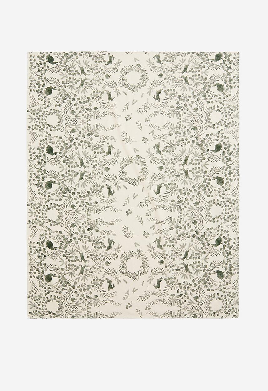 H&M - Cotton tablecloth - green floral 