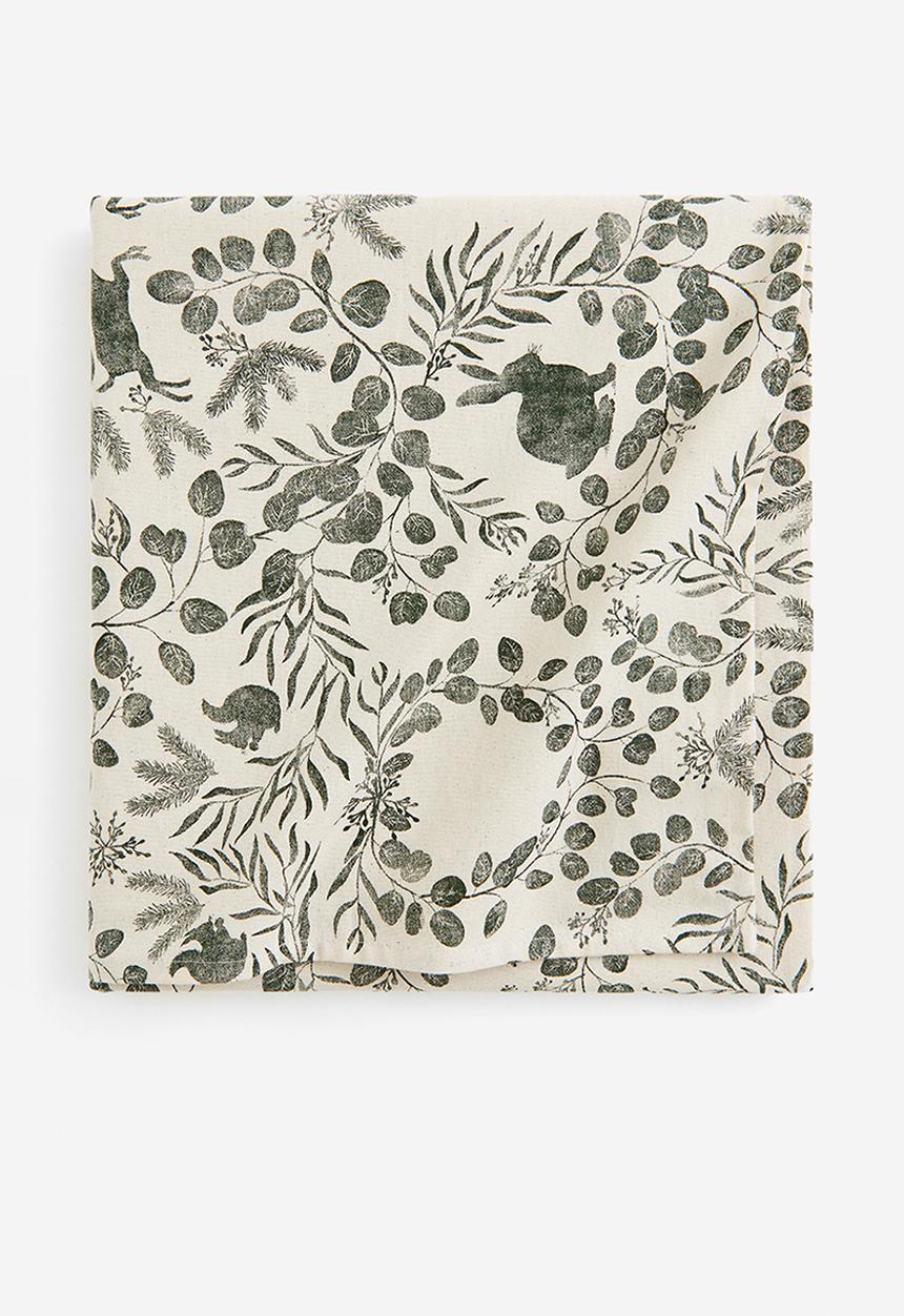 H&M - Cotton tablecloth - green floral 
