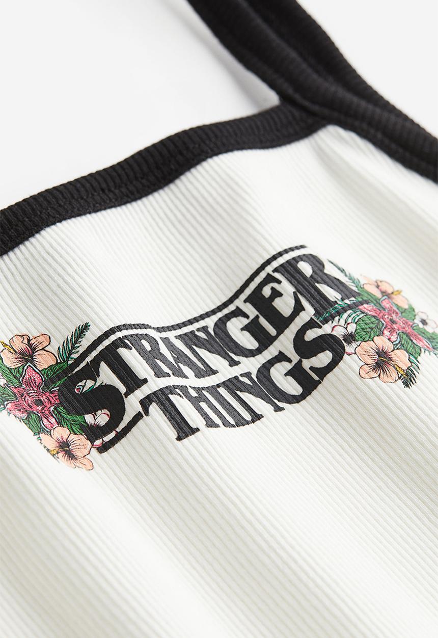 H&M - Printed strappy top - white stranger things 
