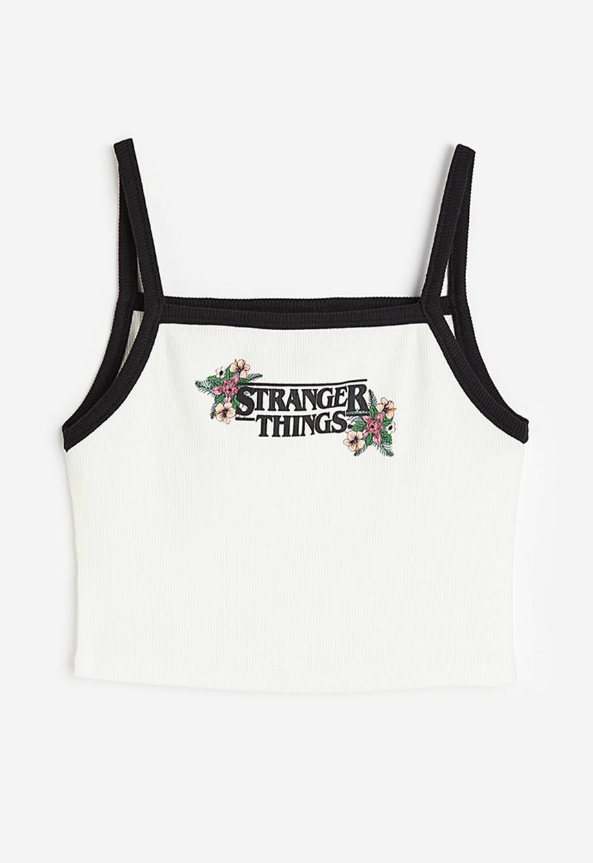 H&M - Printed strappy top - white stranger things 