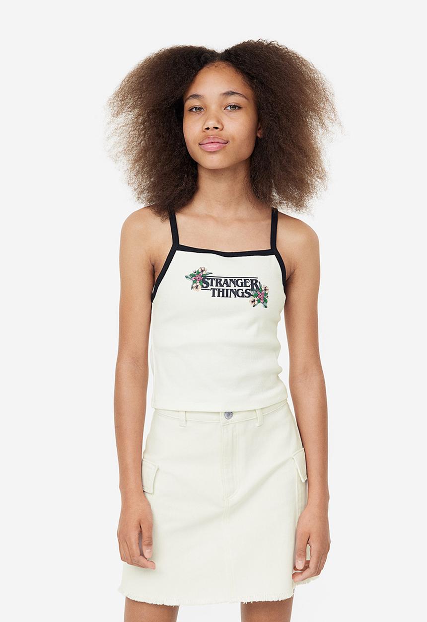 H&M - Printed strappy top - white stranger things 