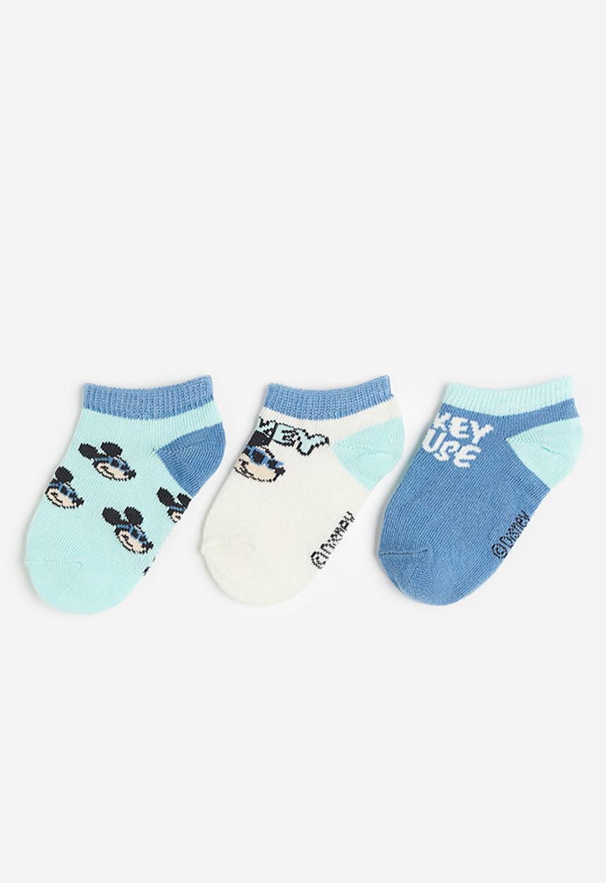 H&M - 3 Pack shaftless socks - blue mickey mouse