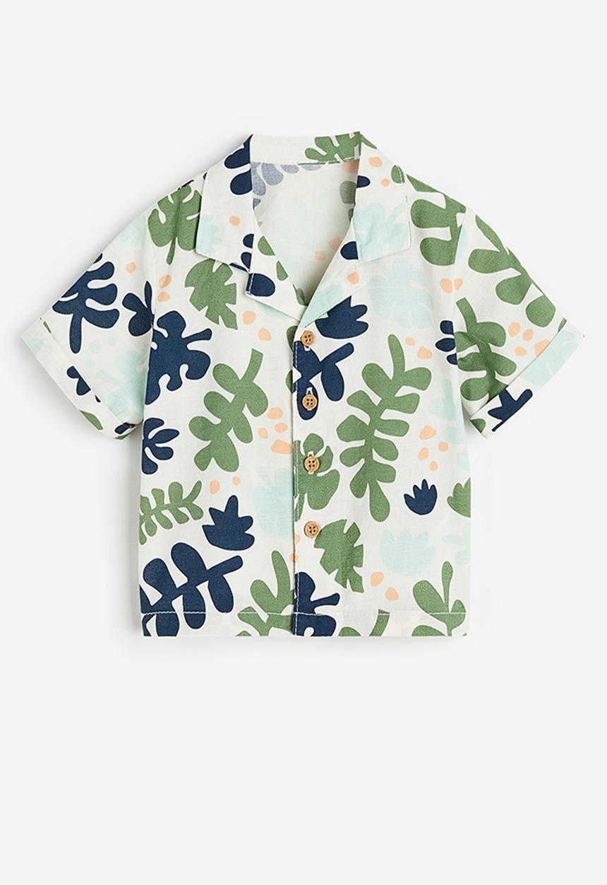 H&M - Short-sleeved resort shirt - white leaves