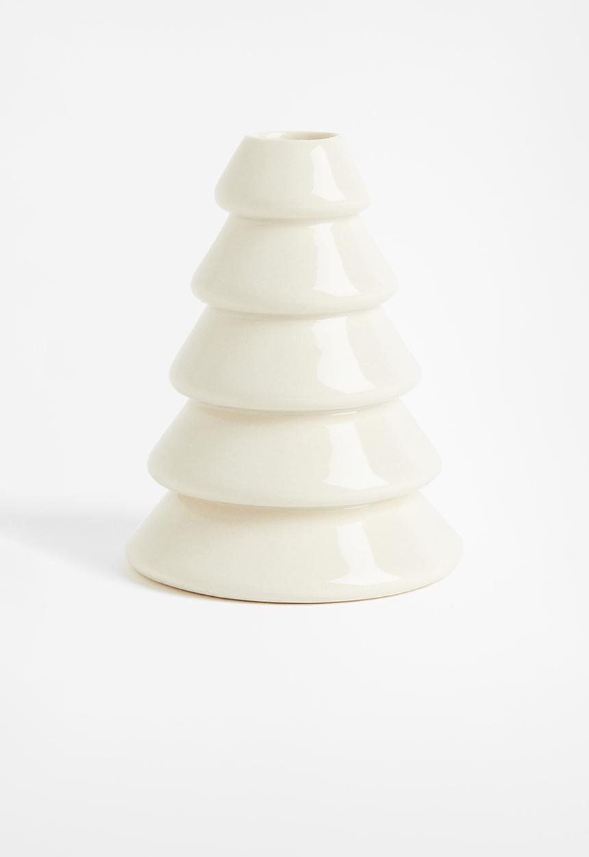 H&M - Stoneware candlestick - white