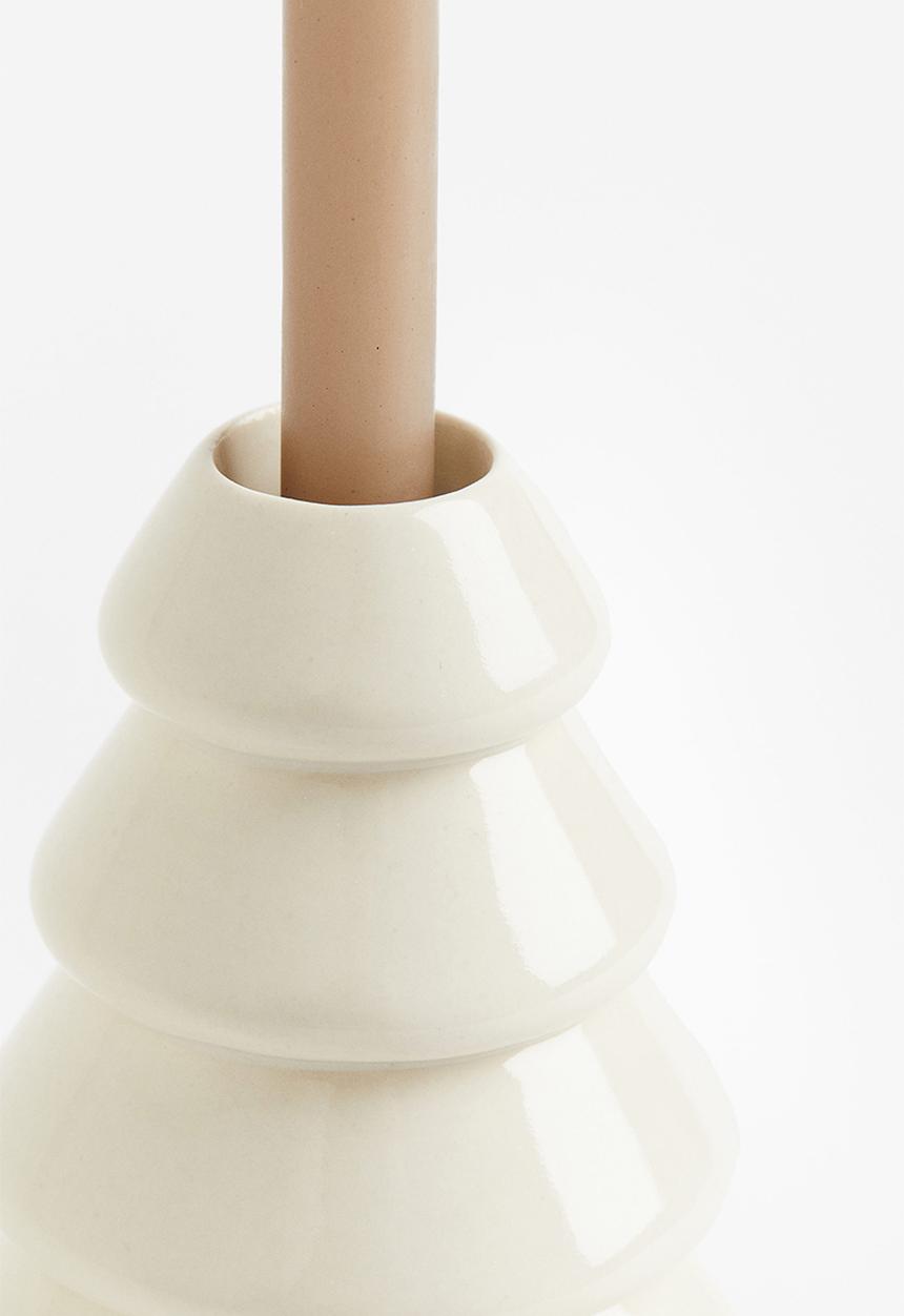 H&M - Stoneware candlestick - white