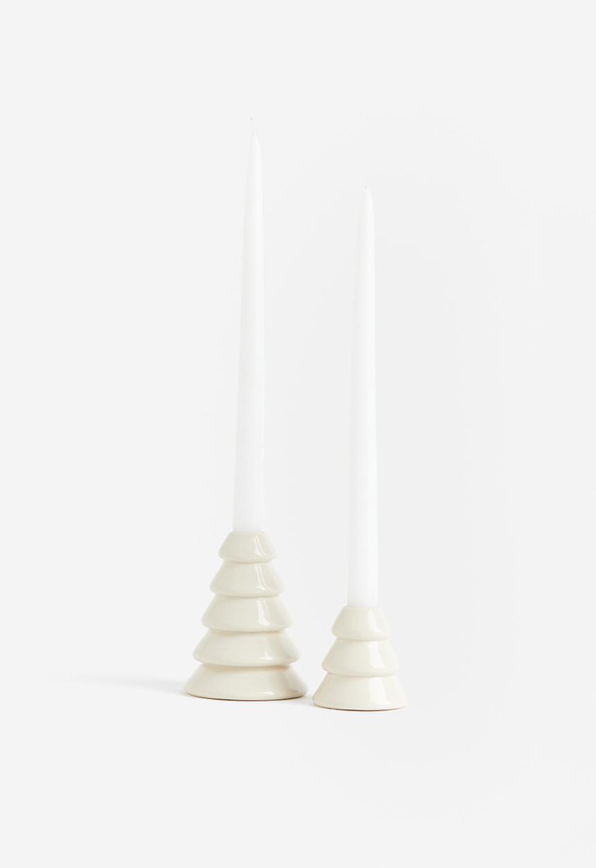 H&M - Stoneware candlestick - white