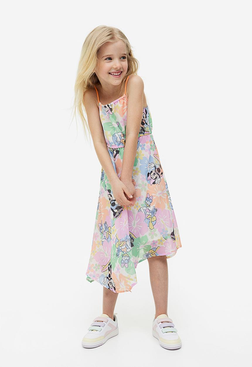H&M - Asymmetric chiffon dress - light pink minnie mouse
