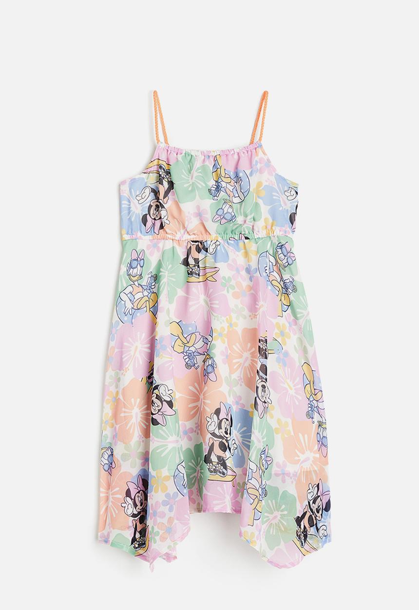 H&M - Asymmetric chiffon dress - light pink minnie mouse