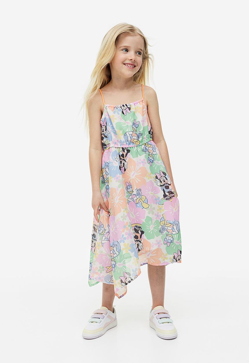 H&M - Asymmetric chiffon dress - light pink minnie mouse