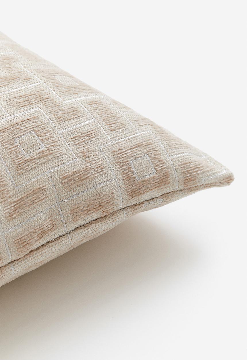 H&M - Jacquard-weave cushion cover - light beige patterned 