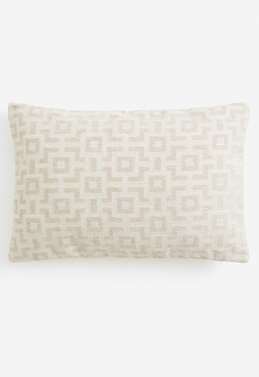 H&M - Jacquard-weave cushion cover - light beige patterned 