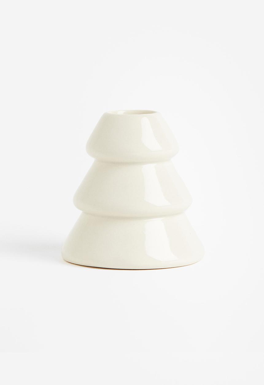 H&M - Stoneware candlestick - white