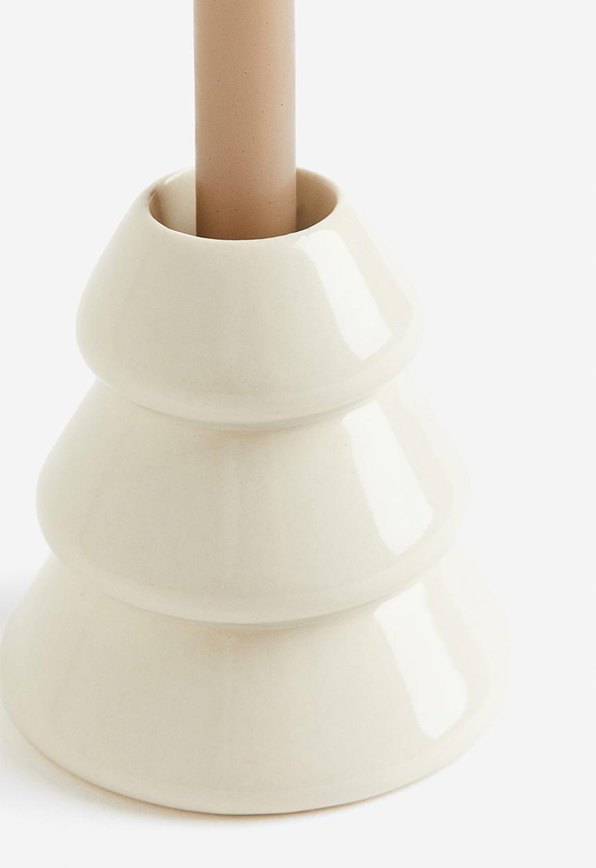 H&M - Stoneware candlestick - white