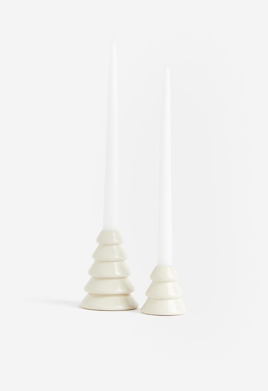 H&M - Stoneware candlestick - white