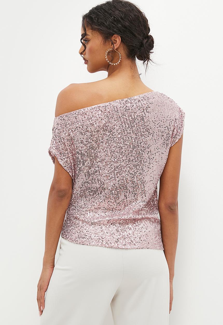 MILLA - Asymmetrical sequin top - dusty pink