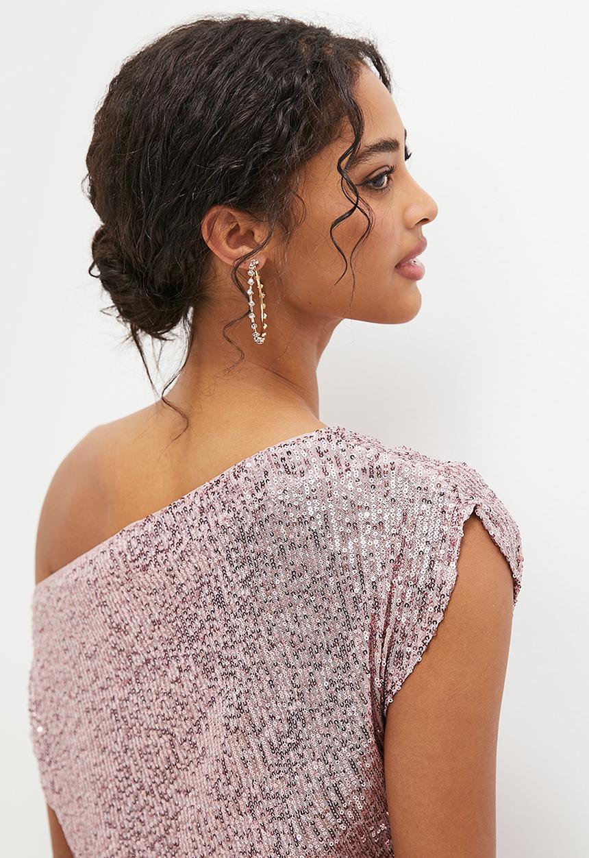 MILLA - Asymmetrical sequin top - dusty pink