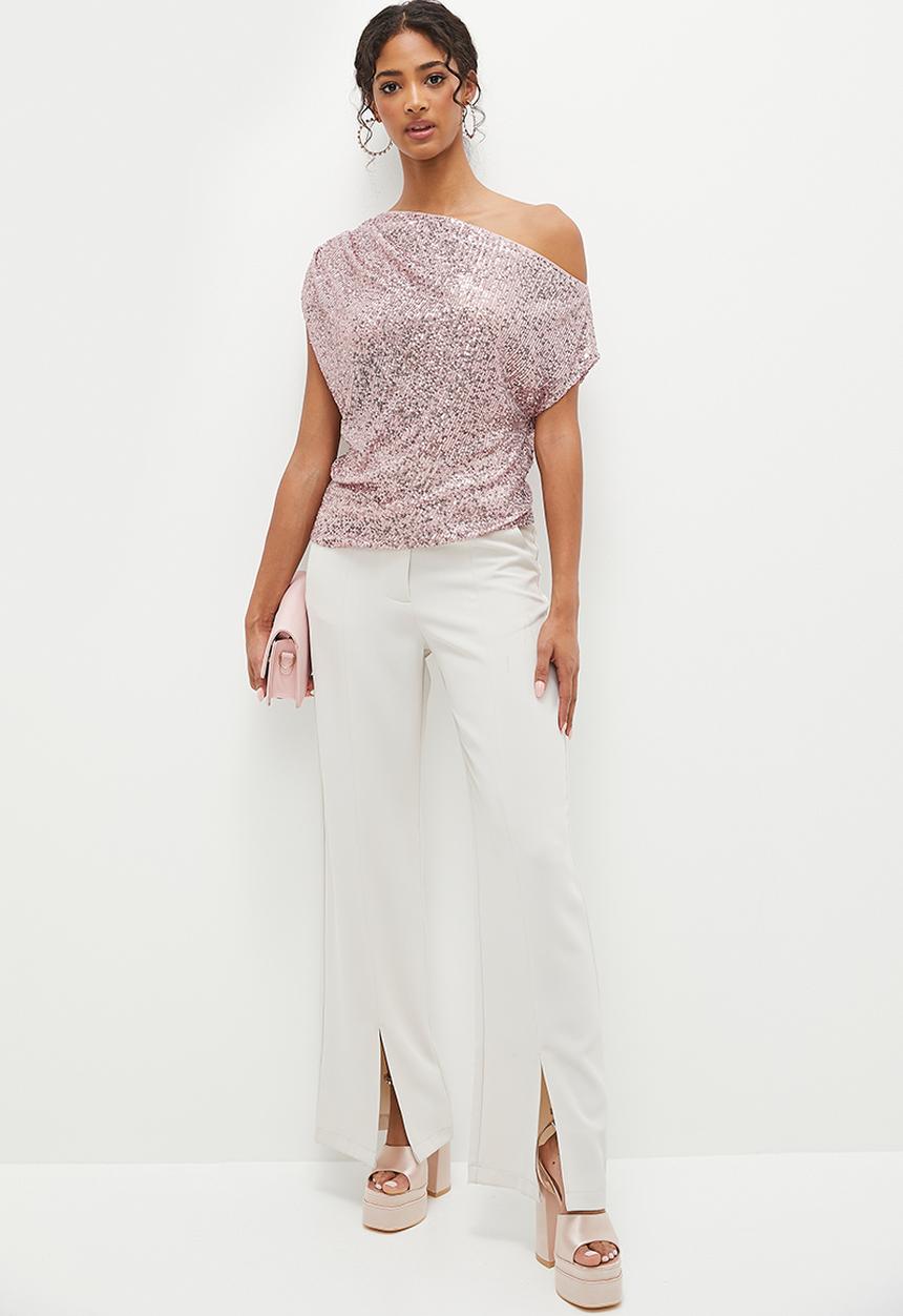 MILLA - Asymmetrical sequin top - dusty pink