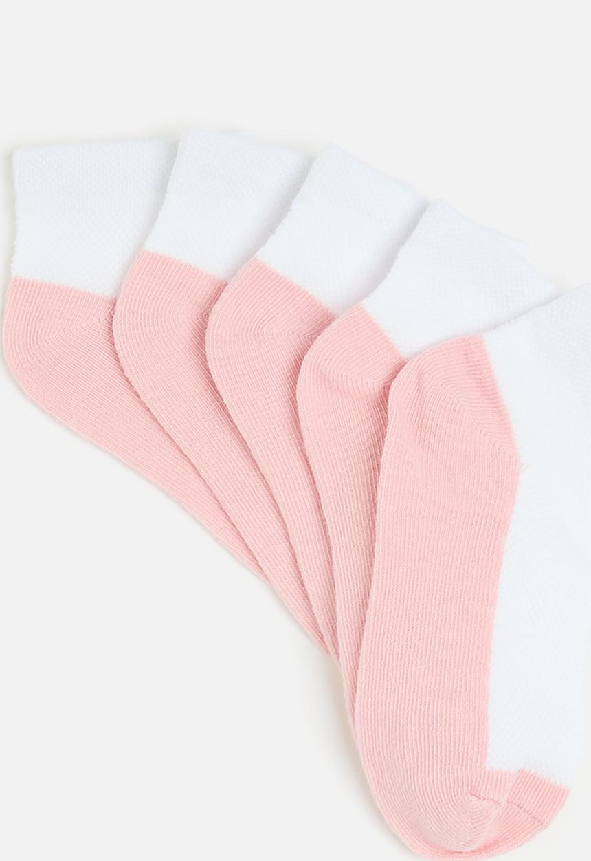 Pop Candy - 5 Pack ankle socks - pink and white