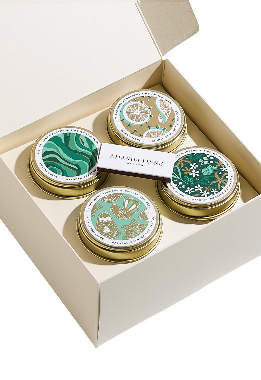 Amanda Jayne - Gold tin candle festive gift set