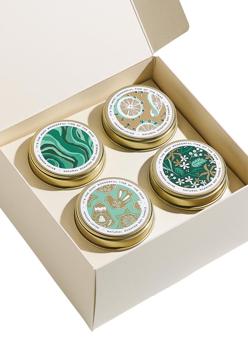 Amanda Jayne - Gold tin candle festive gift set
