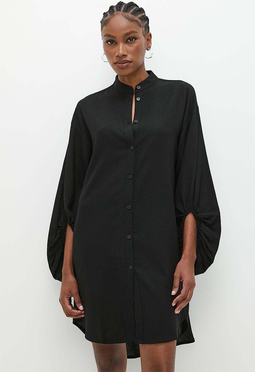 Superbalist - Balloon sleeve shirt dress - black