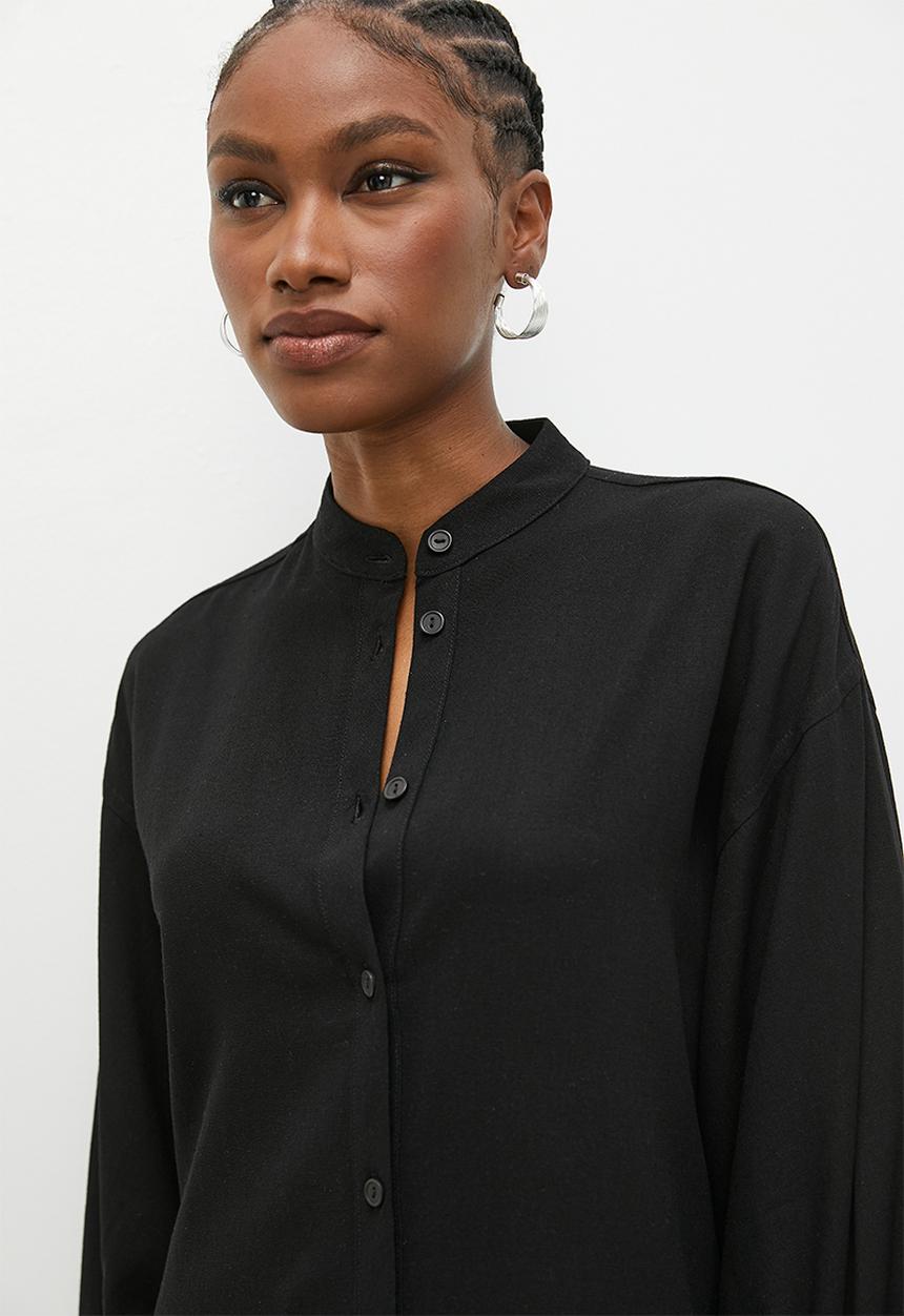Superbalist - Balloon sleeve shirt dress - black