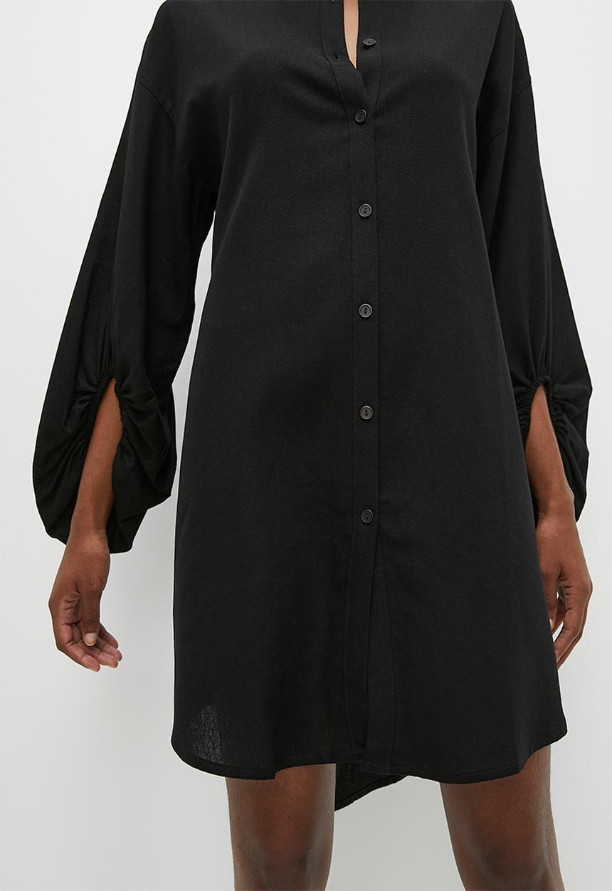 Superbalist - Balloon sleeve shirt dress - black