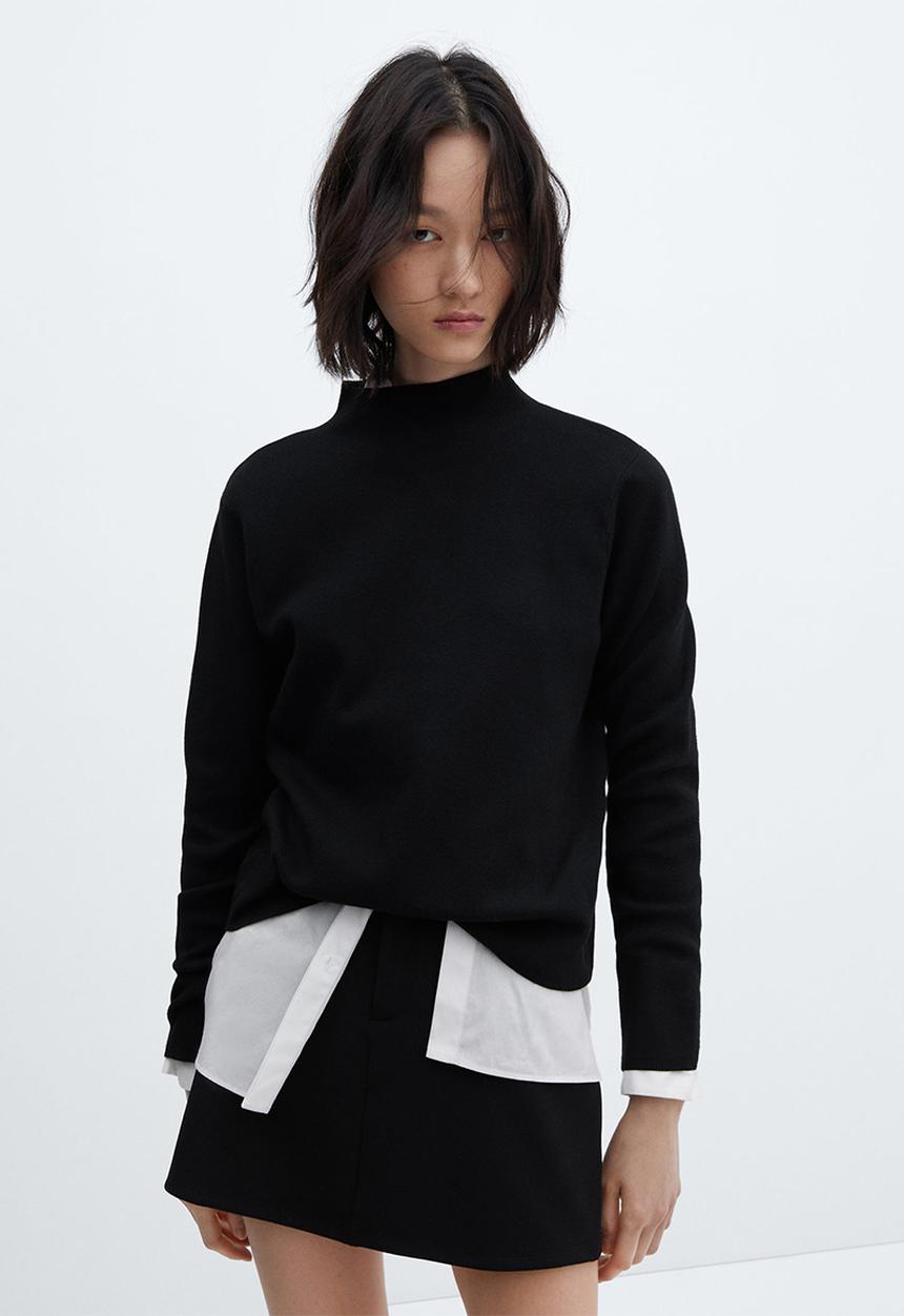 MANGO - Sweater chimney - black