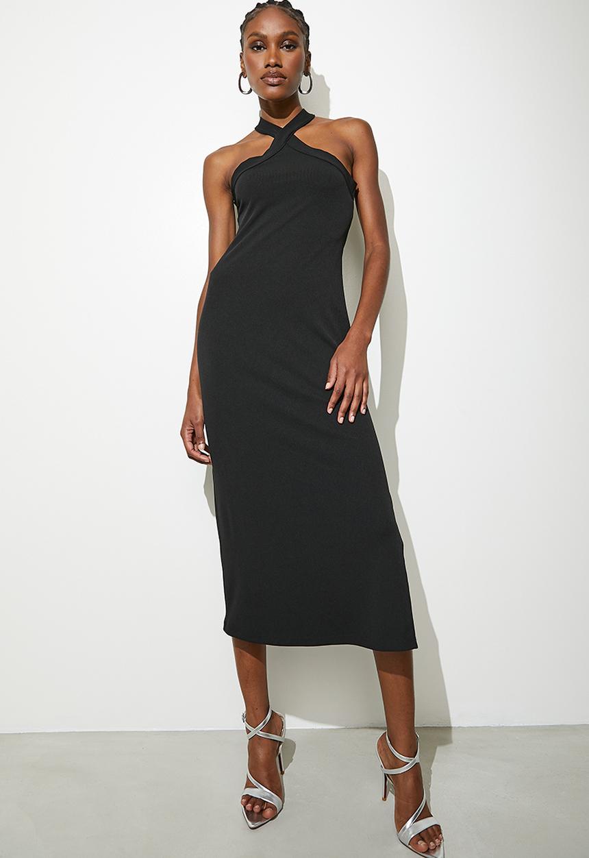 VELVET - Halter neck midi dress - black
