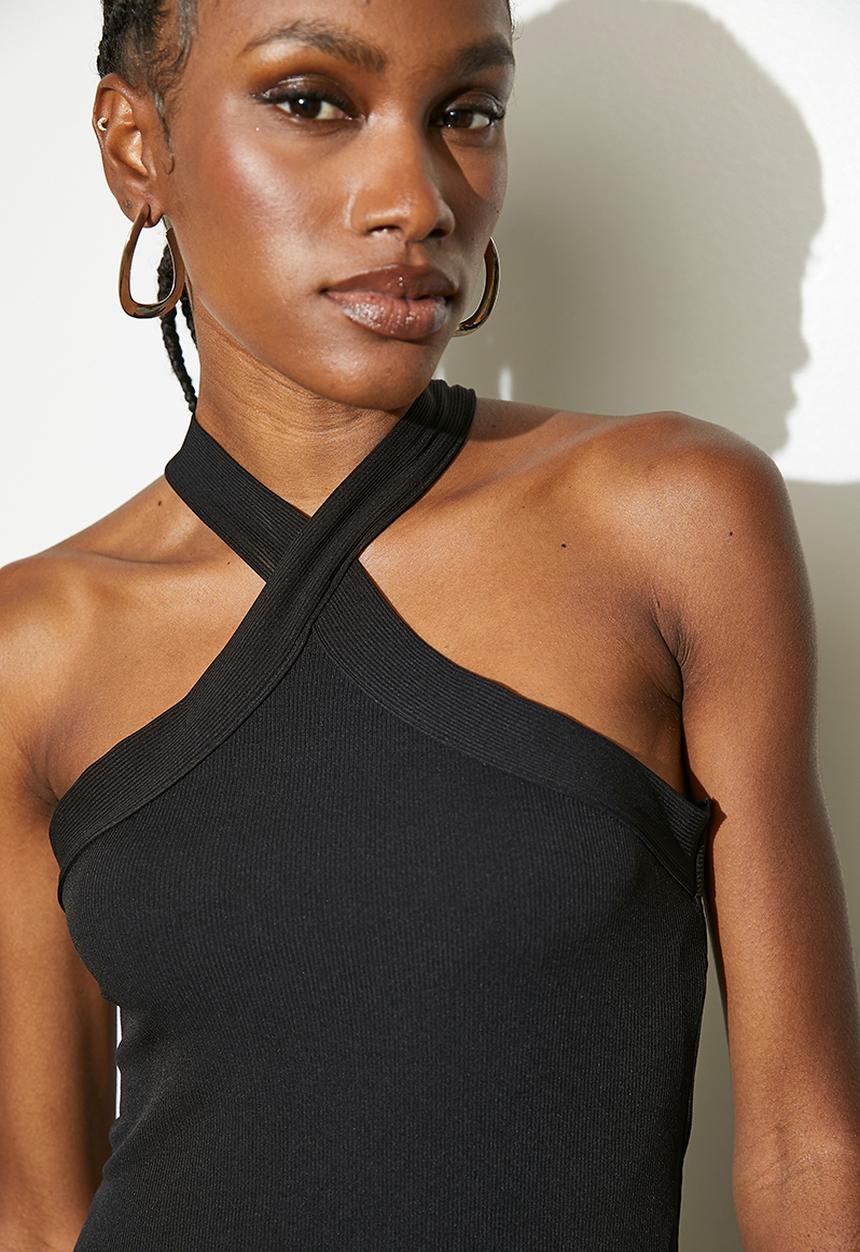 VELVET - Halter neck midi dress - black