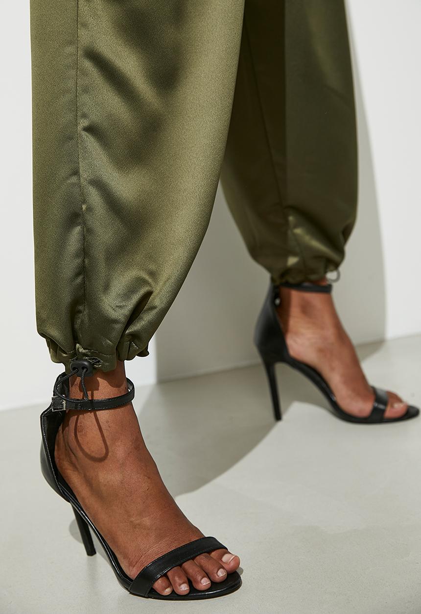 VELVET - Satin parachute trouser - military