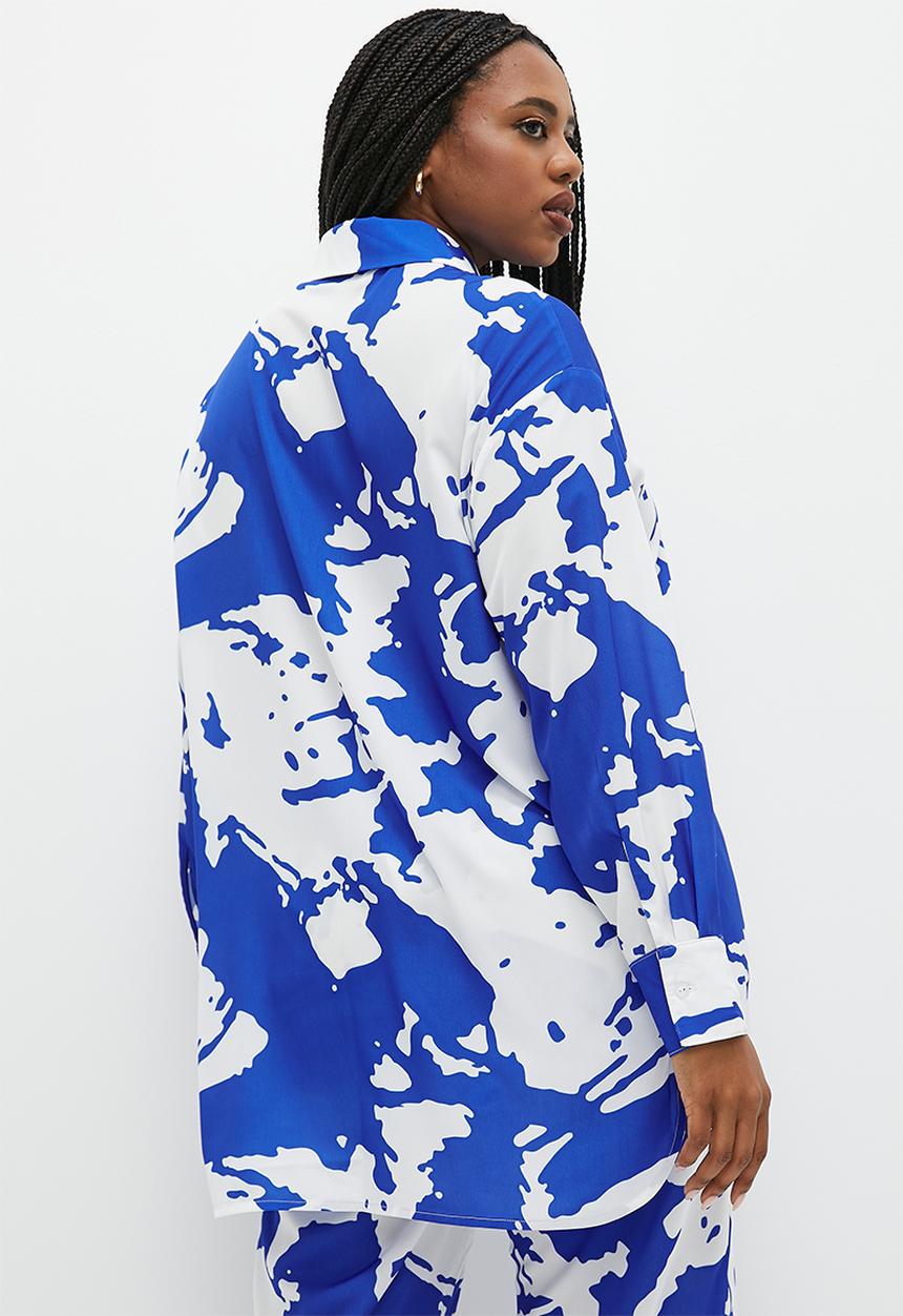 Superbalist - Printed oversized shirt - blue bold painterly