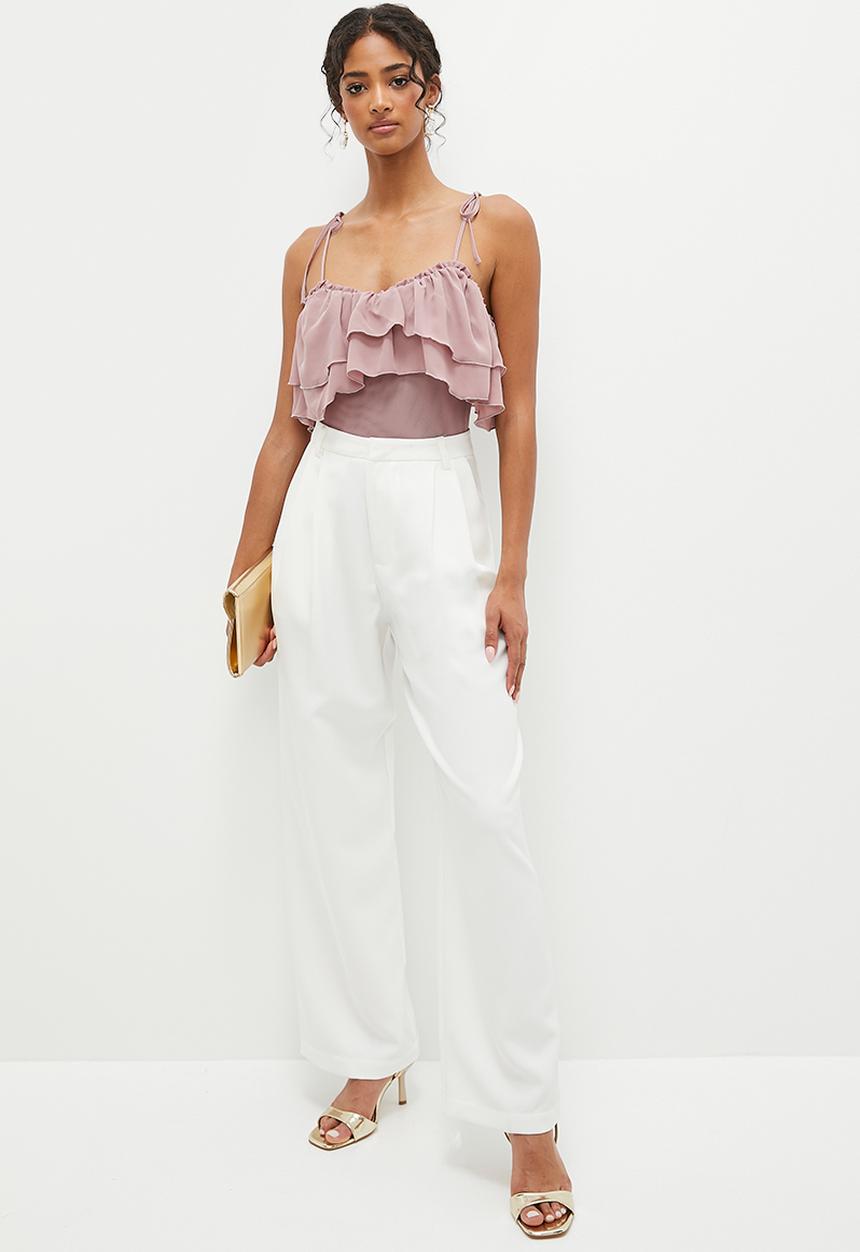 MILLA - Soft ruffle bodysuit - deep mauve