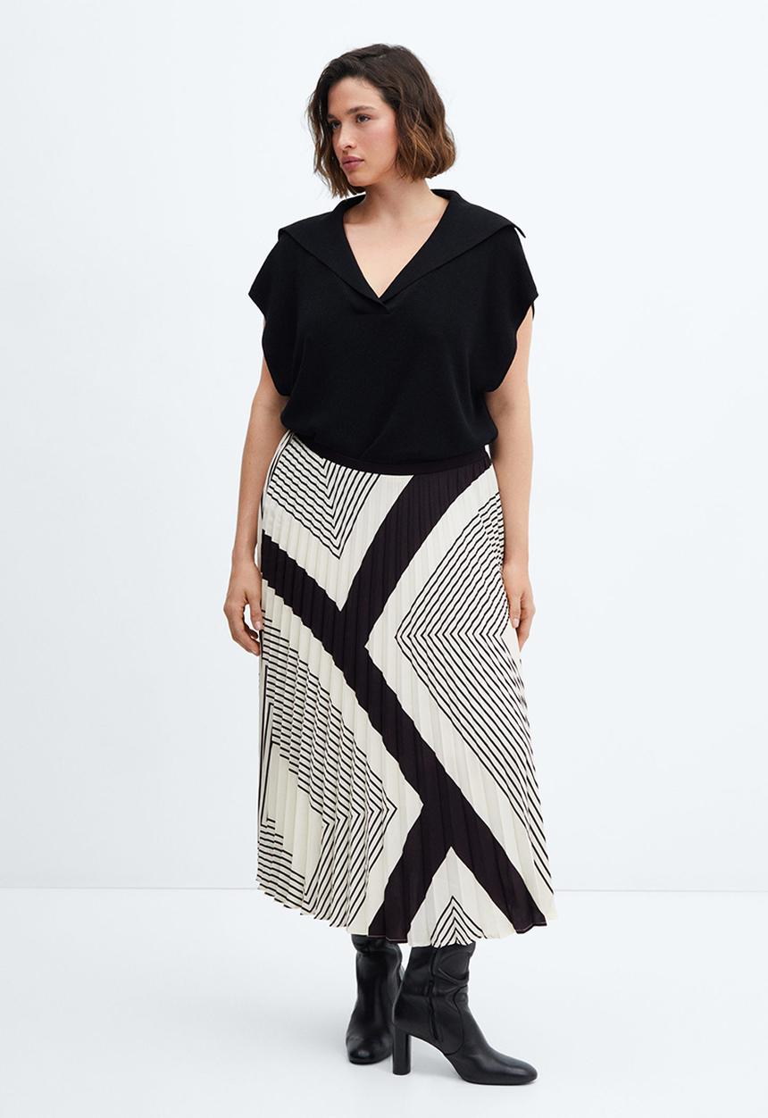 MANGO - Plus skirt lana - light beige
