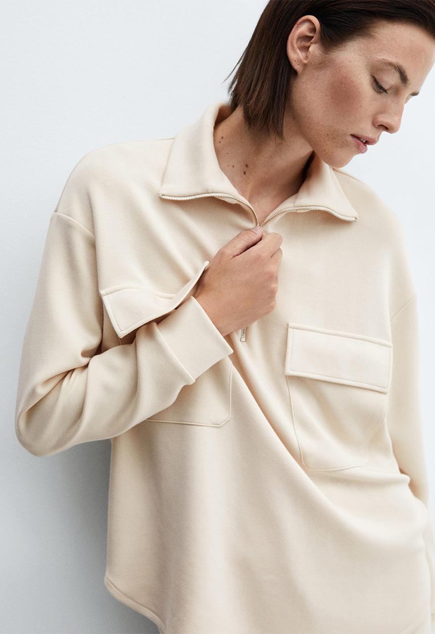 MANGO - Sweatshirt nei - light beige