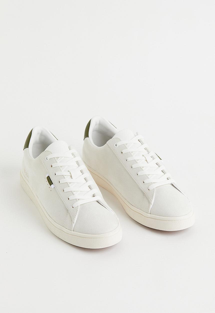 H&M - Imitation leather trainers - light grey & khaki green 