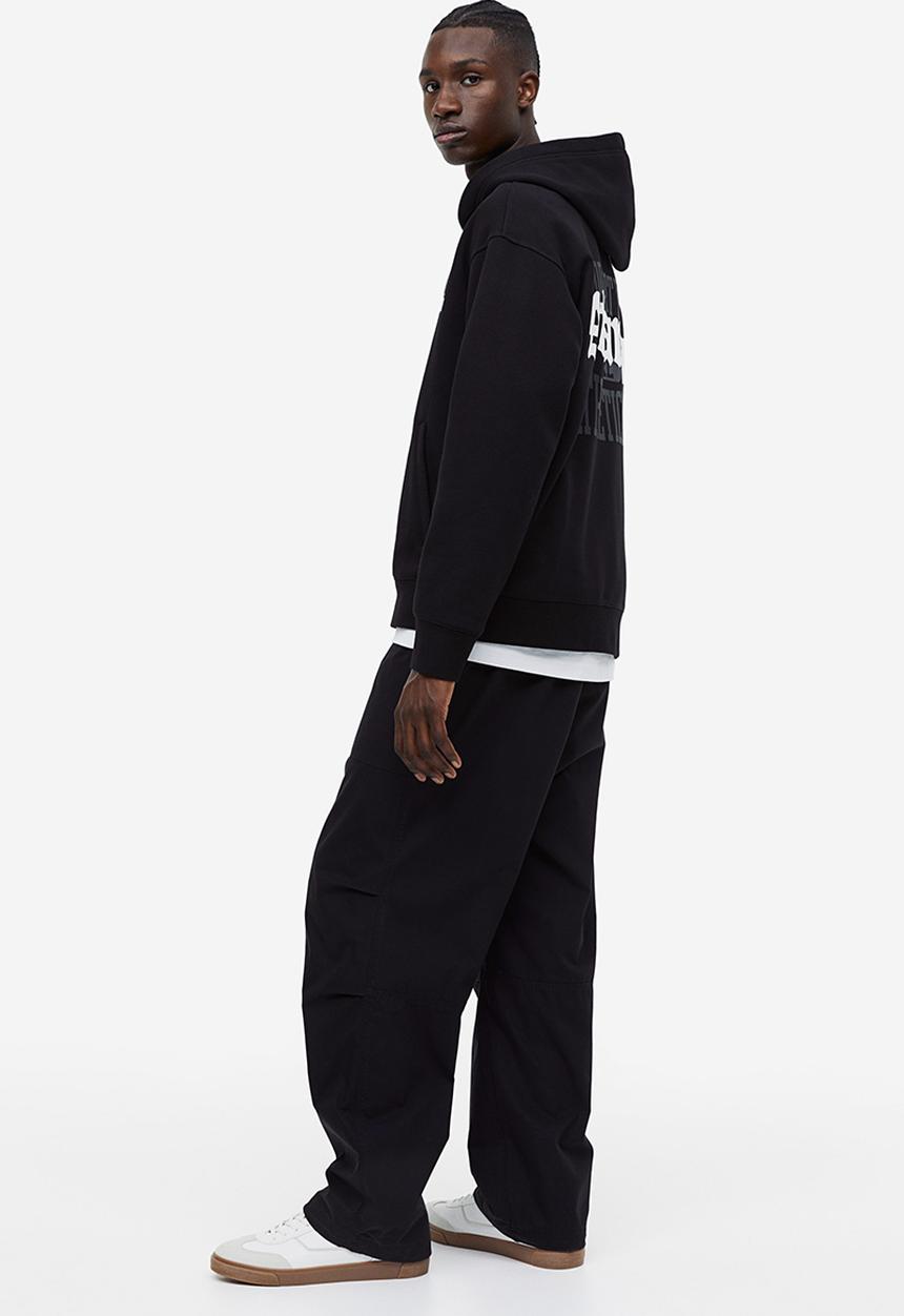 H&M - Loose fit cotton joggers - black