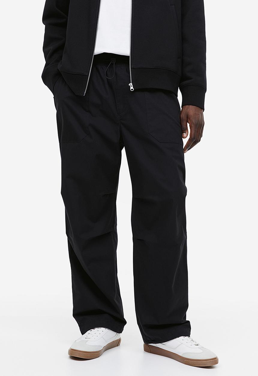 H&M - Loose fit cotton joggers - black