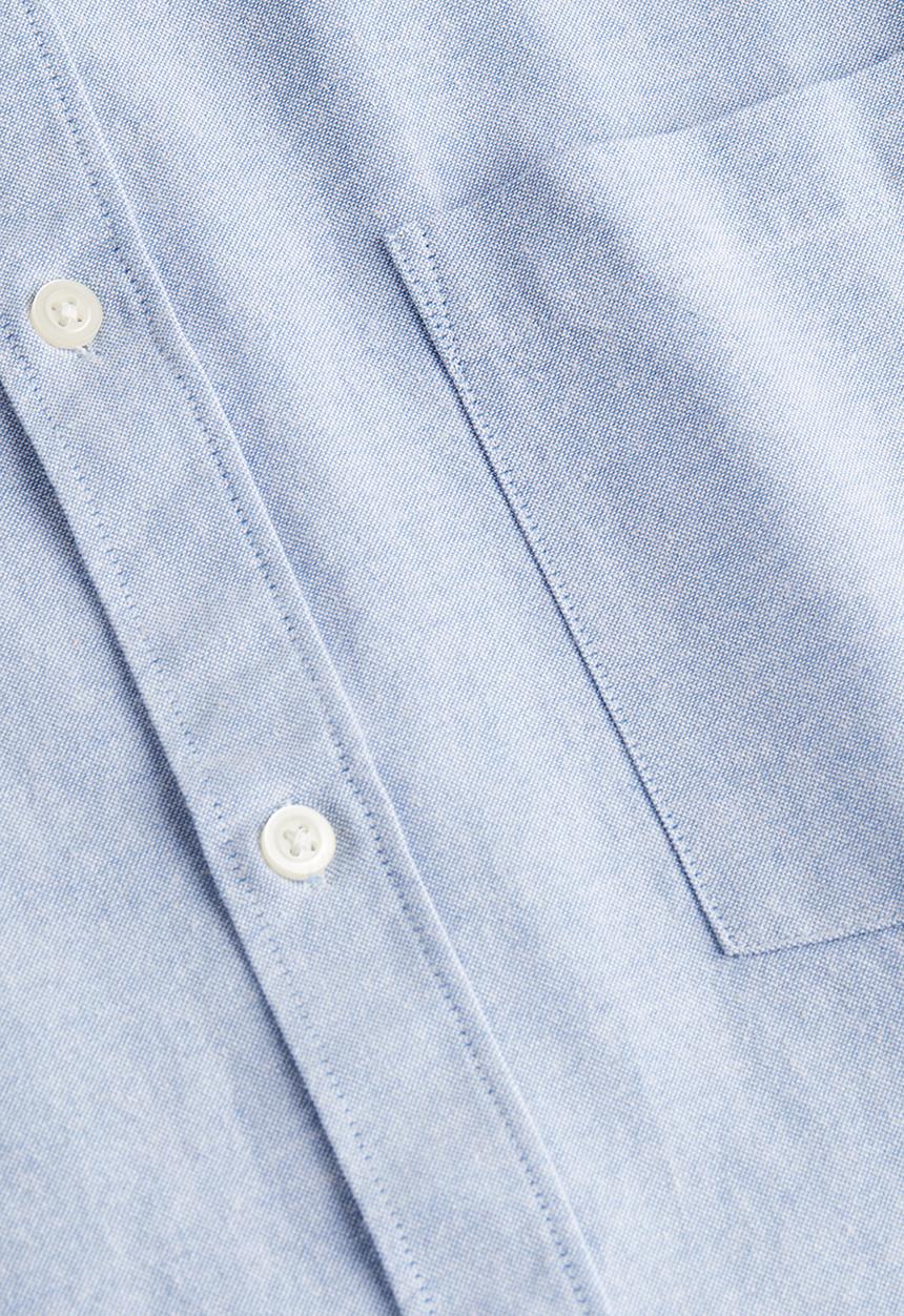 H&M - Relaxed fit short-sleeved oxford shirt - light blue 