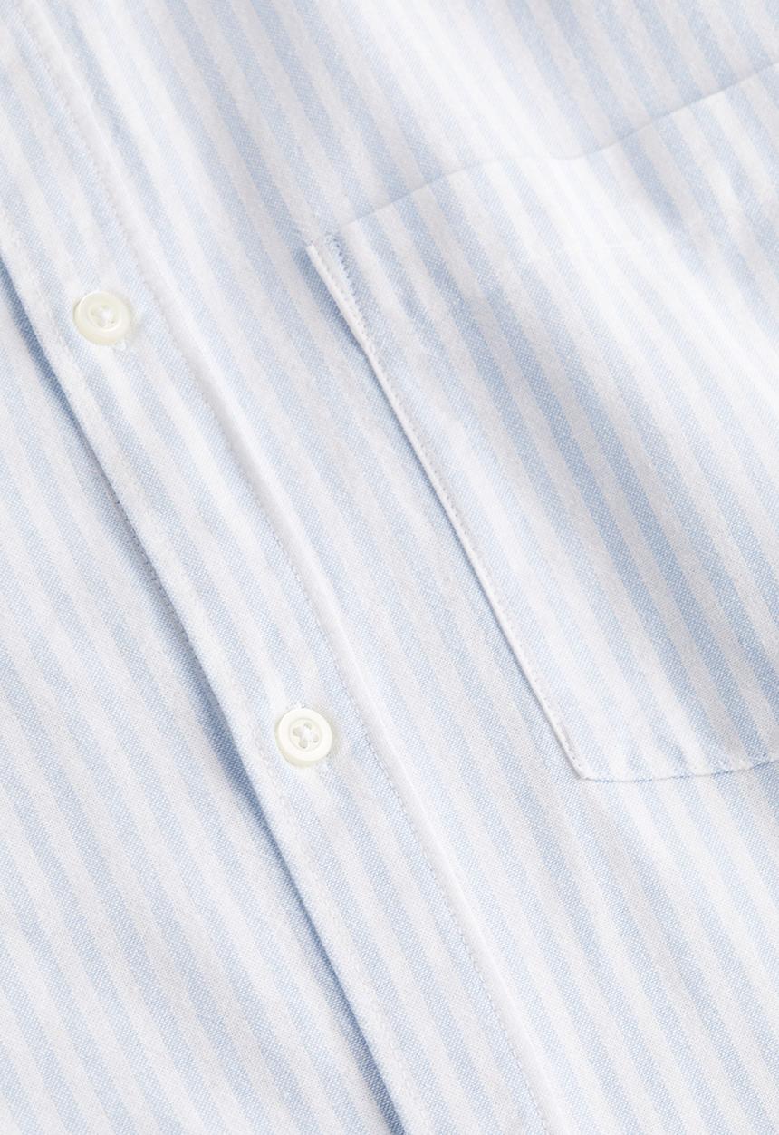 H&M - Relaxed fit short-sleeved oxford shirt - light blue white striped