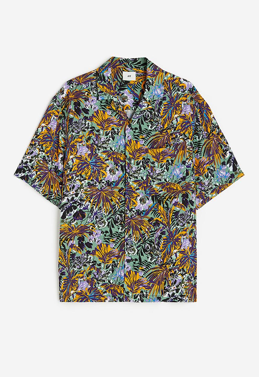 H&M - Relaxed fit patterned resort shirt - green patterned