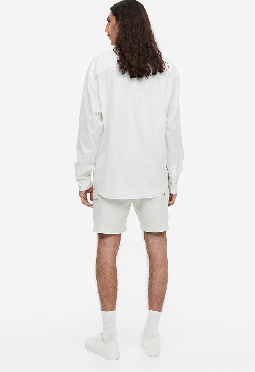 H&M - Relaxed fit linen-blend shirt - white