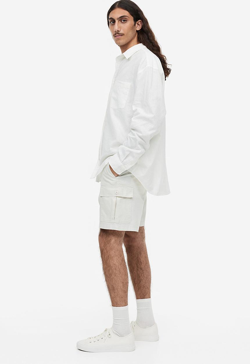 H&M - Relaxed fit linen-blend shirt - white