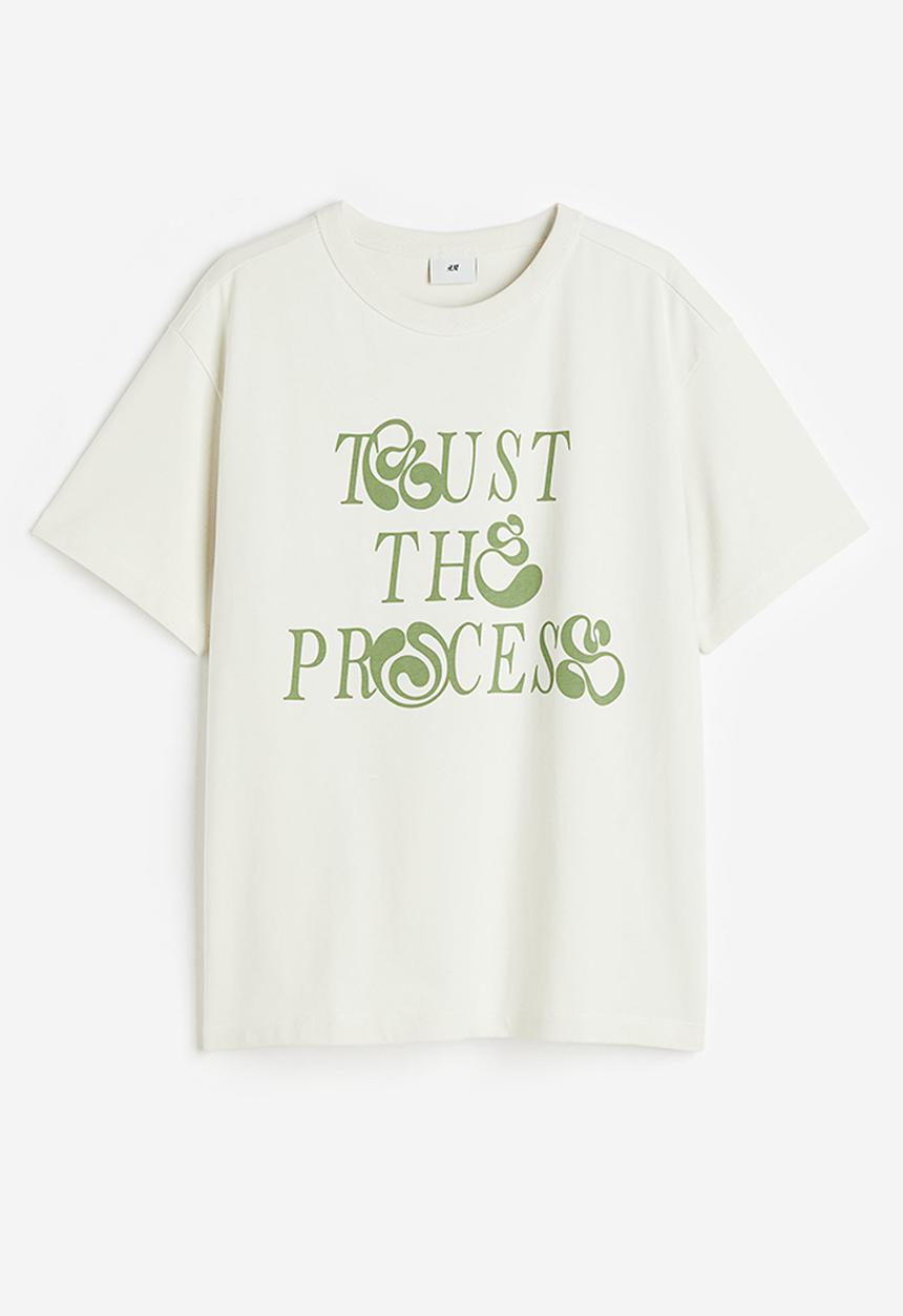 H&M - Coolmax® relaxed fit T-shirt - white trust the process